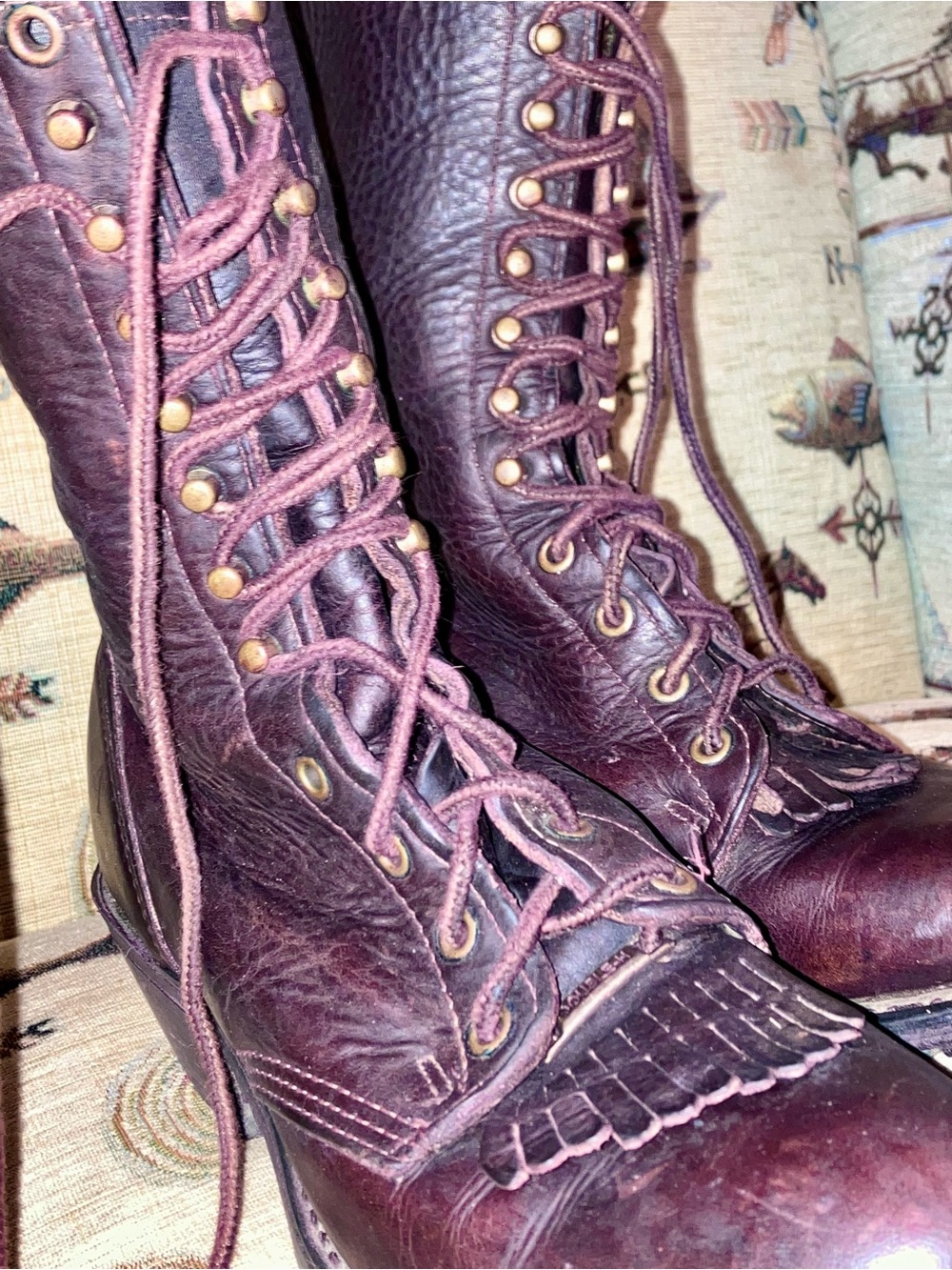 Double H Packer Burgundy Leather Boots size 9M EUC - Picture 5 of 13